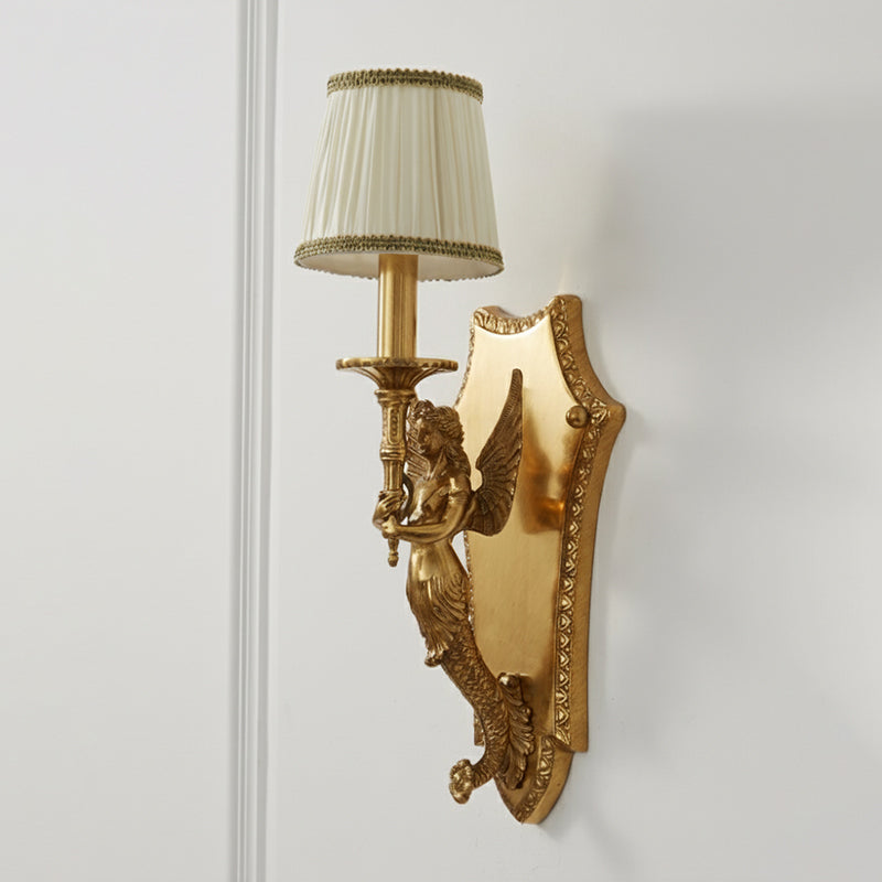 Dimensions overlay on the Caterina Brass Wall Lamp.