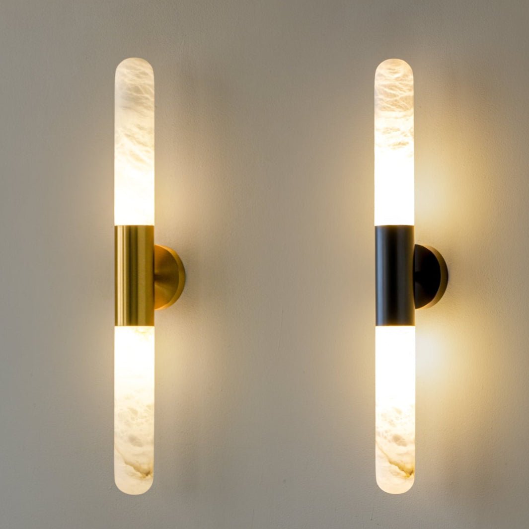 Evtalos Cylinder Alabaster Wall Light-Neutral Decor