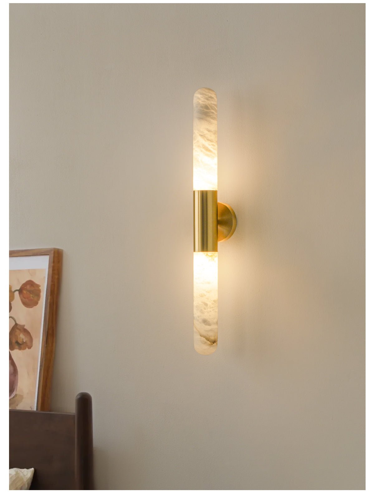 Evtalos Cylinder Alabaster Wall Light-Neutral Decor