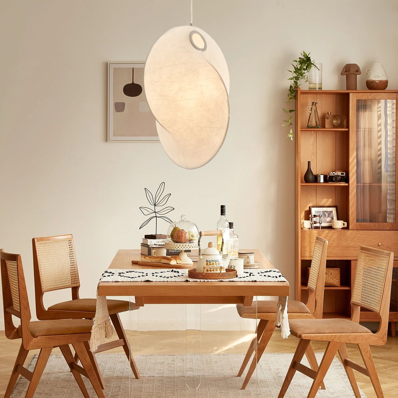 Verine Sculptural Mulberry Silk Pendant Light-Neutral Decor
