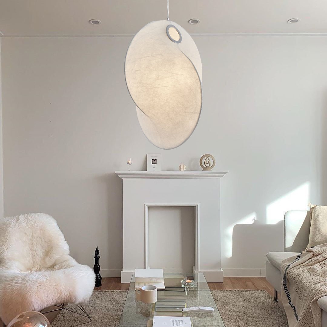 Verine Sculptural Mulberry Silk Pendant Light-Neutral Decor