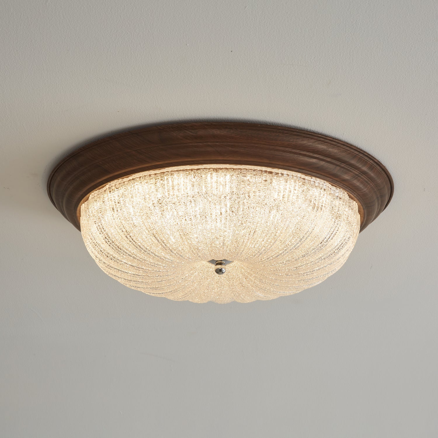 Tacell Premium Elegance Walnut Glass Ceiling Light-Neutral Decor