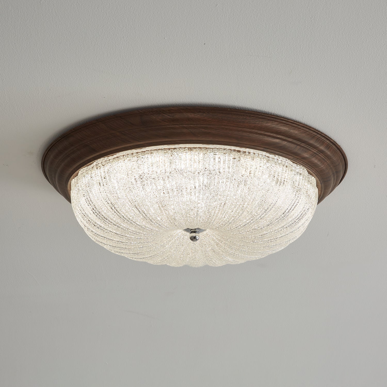 Tacell Premium Elegance Walnut Glass Ceiling Light-Neutral Decor