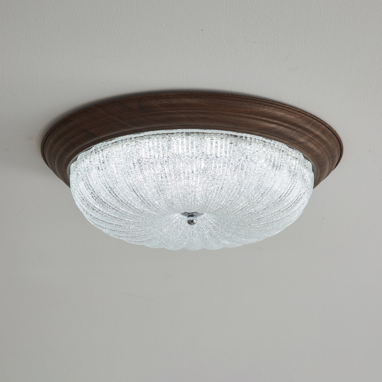 Tacell Premium Elegance Walnut Glass Ceiling Light-Neutral Decor