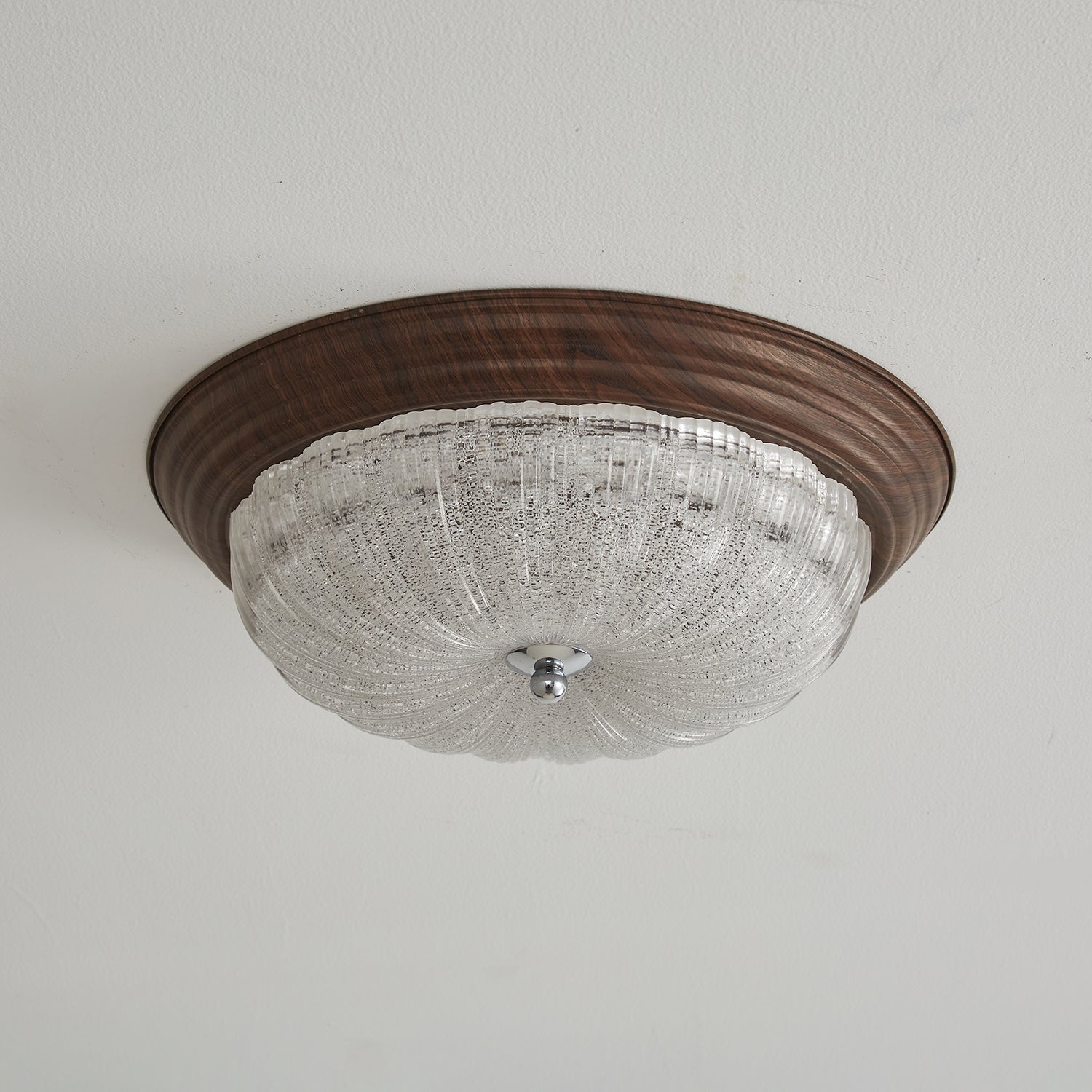 Tacell Premium Elegance Walnut Glass Ceiling Light-Neutral Decor