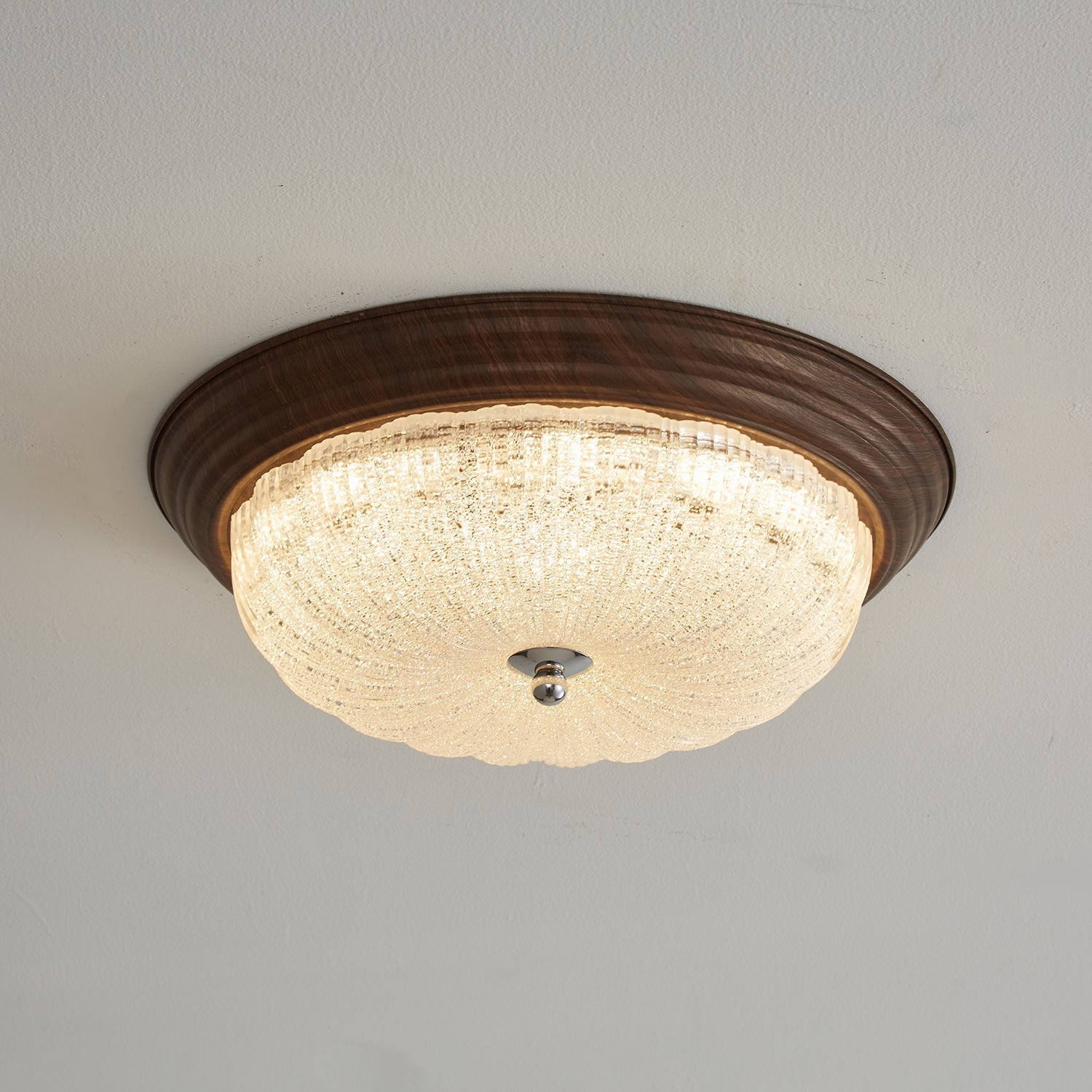 Tacell Premium Elegance Walnut Glass Ceiling Light-Neutral Decor