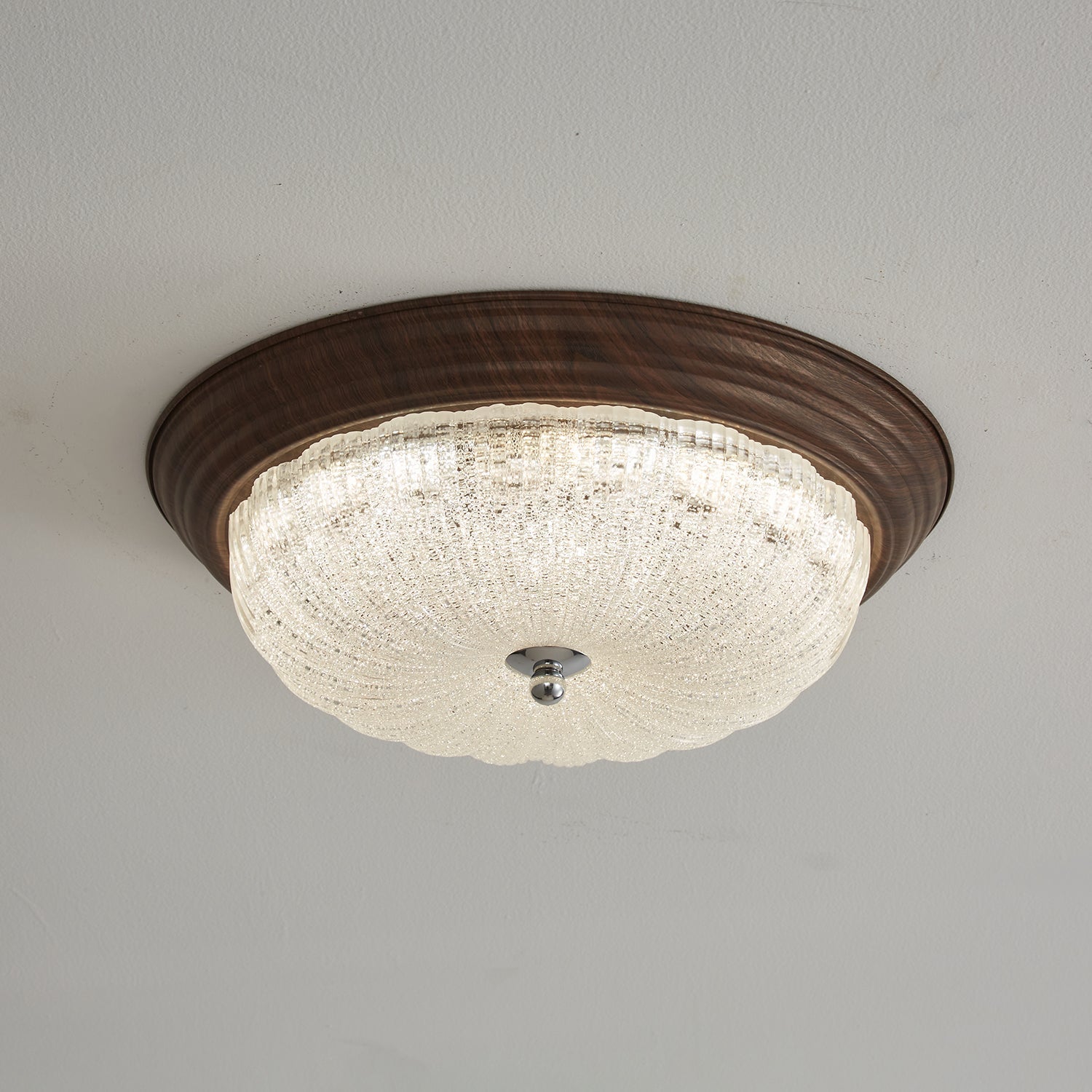 Tacell Premium Elegance Walnut Glass Ceiling Light-Neutral Decor