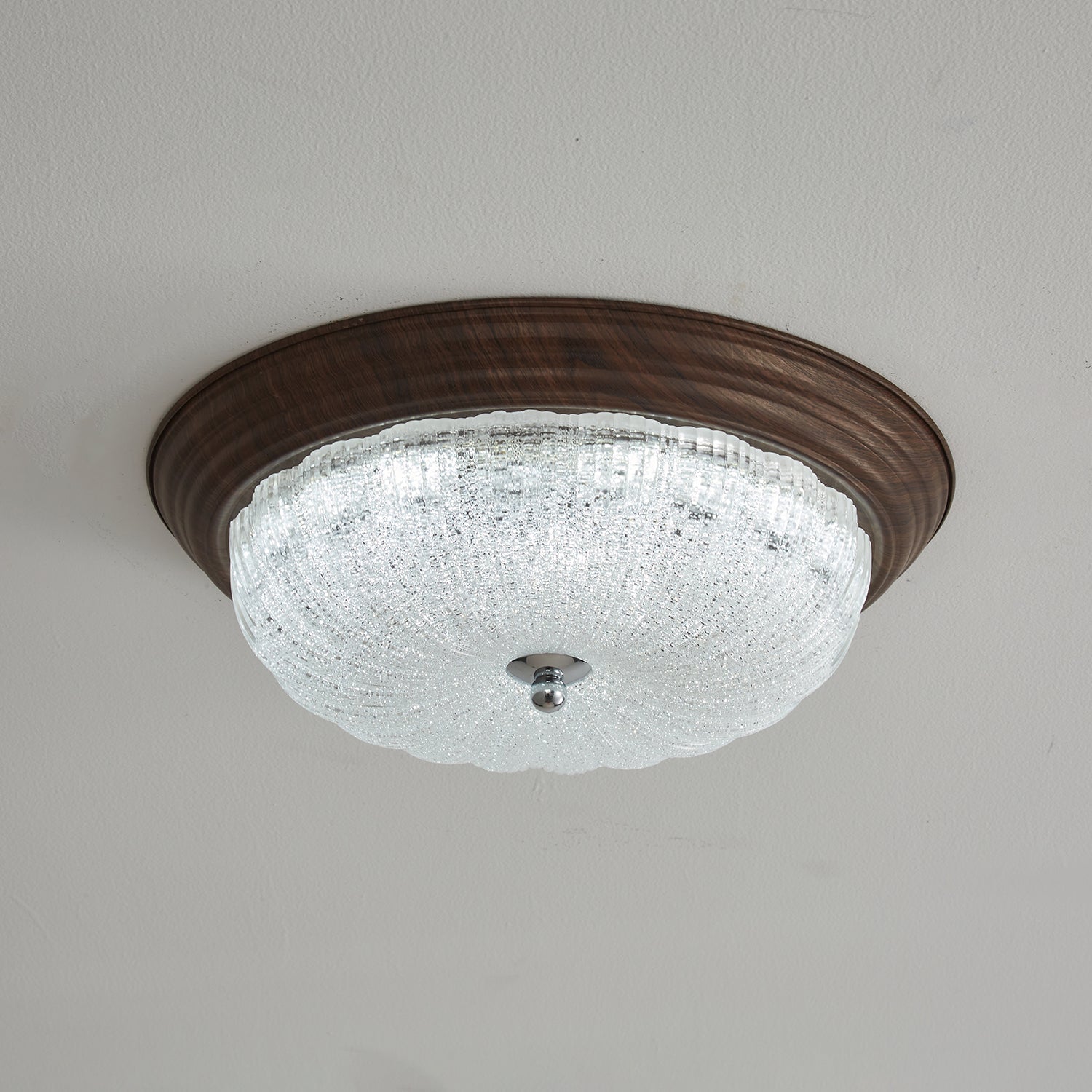 Tacell Premium Elegance Walnut Glass Ceiling Light-Neutral Decor
