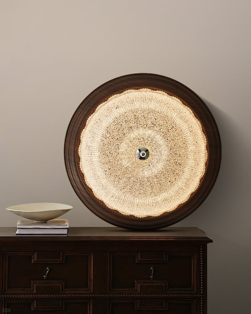 Tacell Premium Elegance Walnut Glass Ceiling Light-Neutral Decor