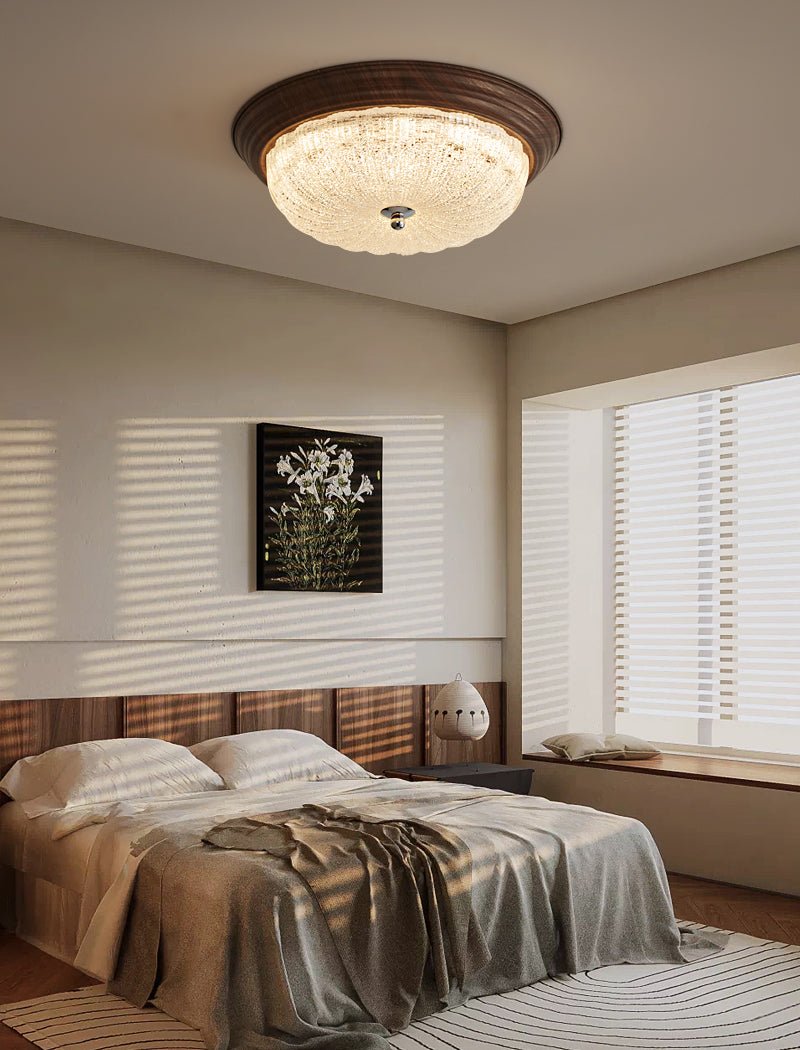 Tacell Premium Elegance Walnut Glass Ceiling Light-Neutral Decor