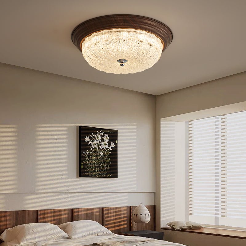 Tacell Premium Elegance Walnut Glass Ceiling Light-Neutral Decor