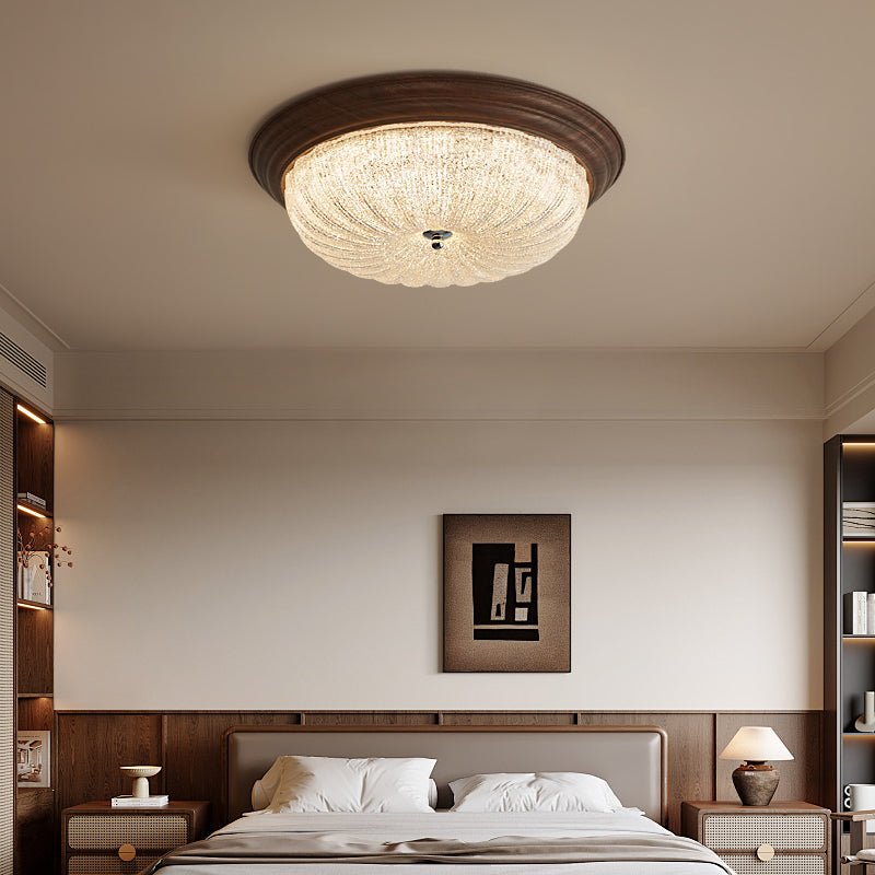 Tacell Premium Elegance Walnut Glass Ceiling Light-Neutral Decor