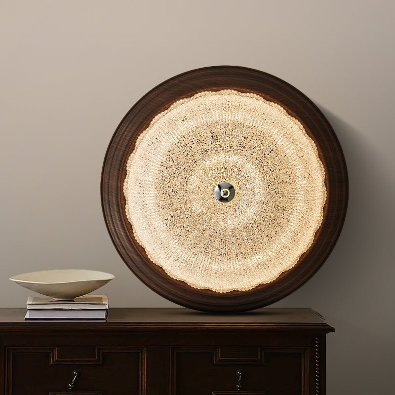 Tacell Premium Elegance Walnut Glass Ceiling Light-Neutral Decor