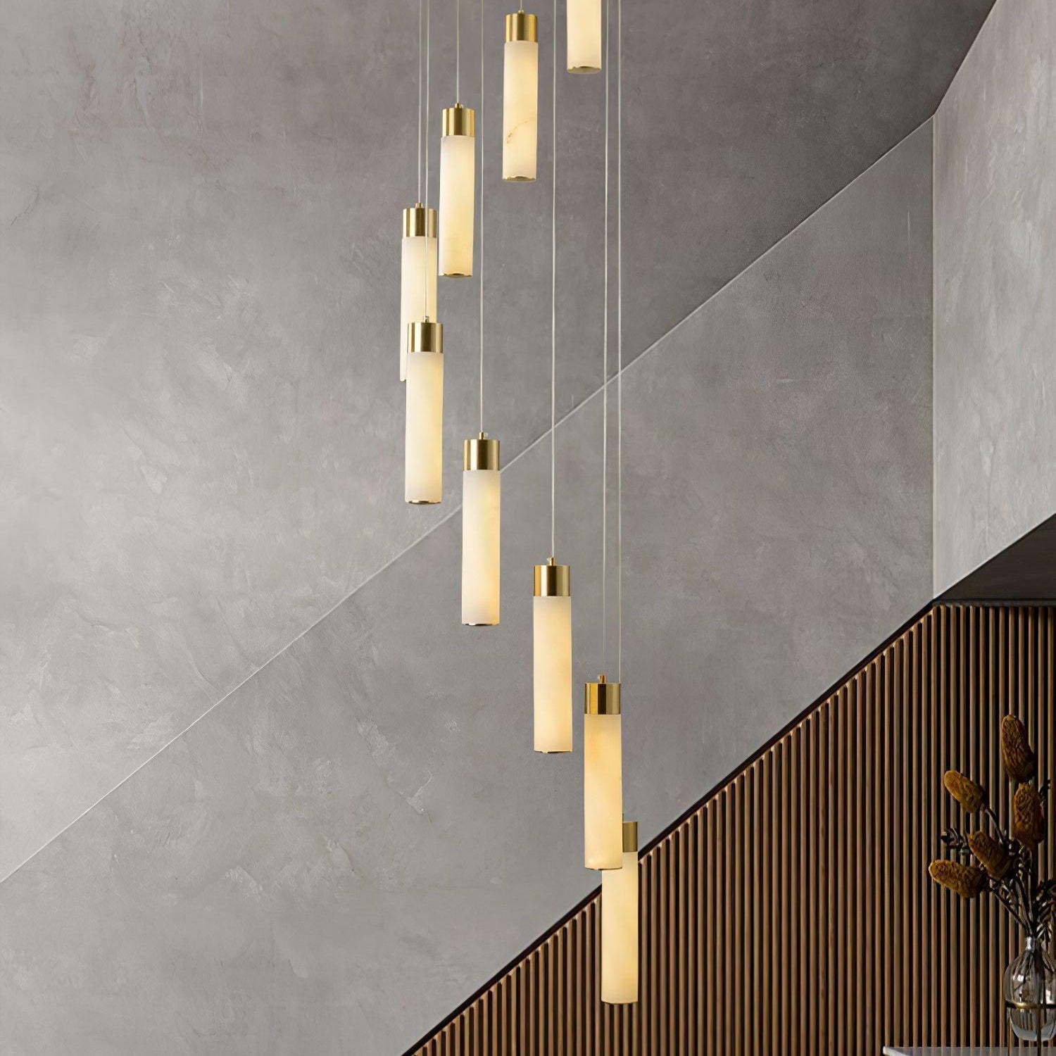 Dike   Alabaster Chandelier Staircase