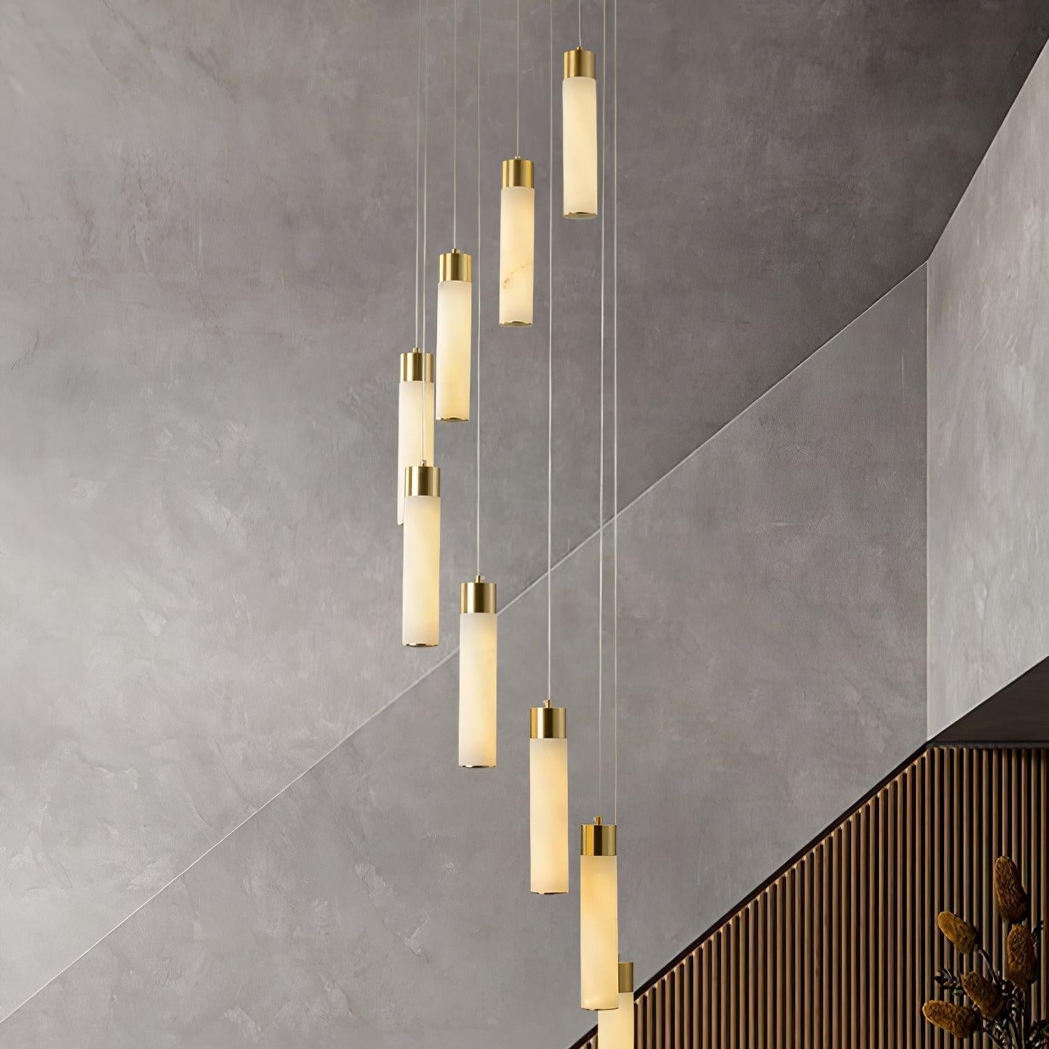 Dike   Alabaster Chandelier Staircase