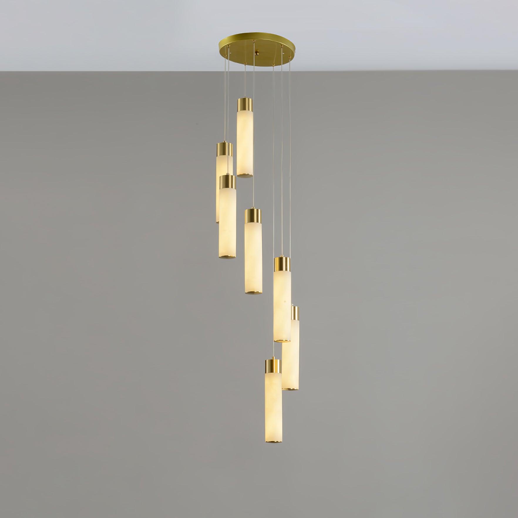 Dike   Alabaster Chandelier Staircase
