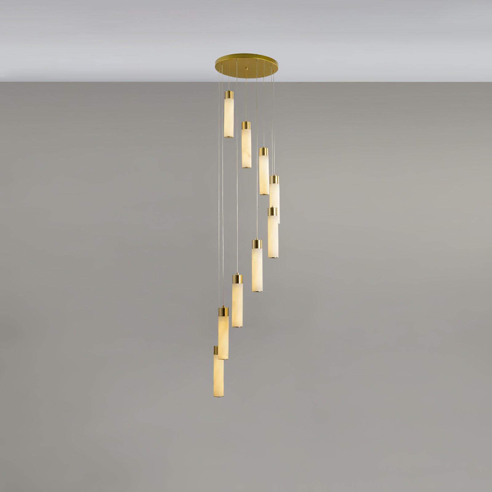 Dike   Alabaster Chandelier Staircase