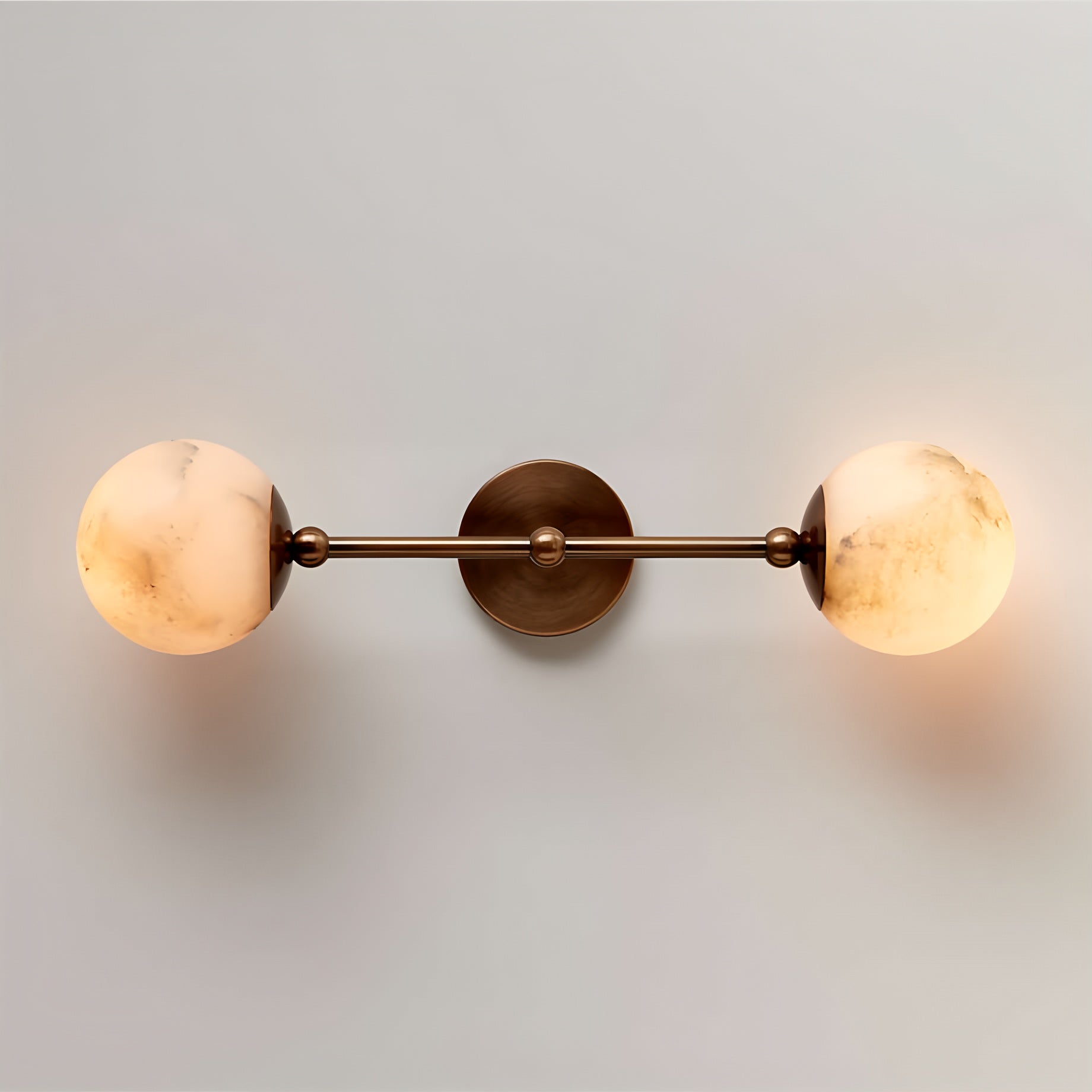 Gaia Twobody Celestial Double Alabaster Sconce-Neutral Decor