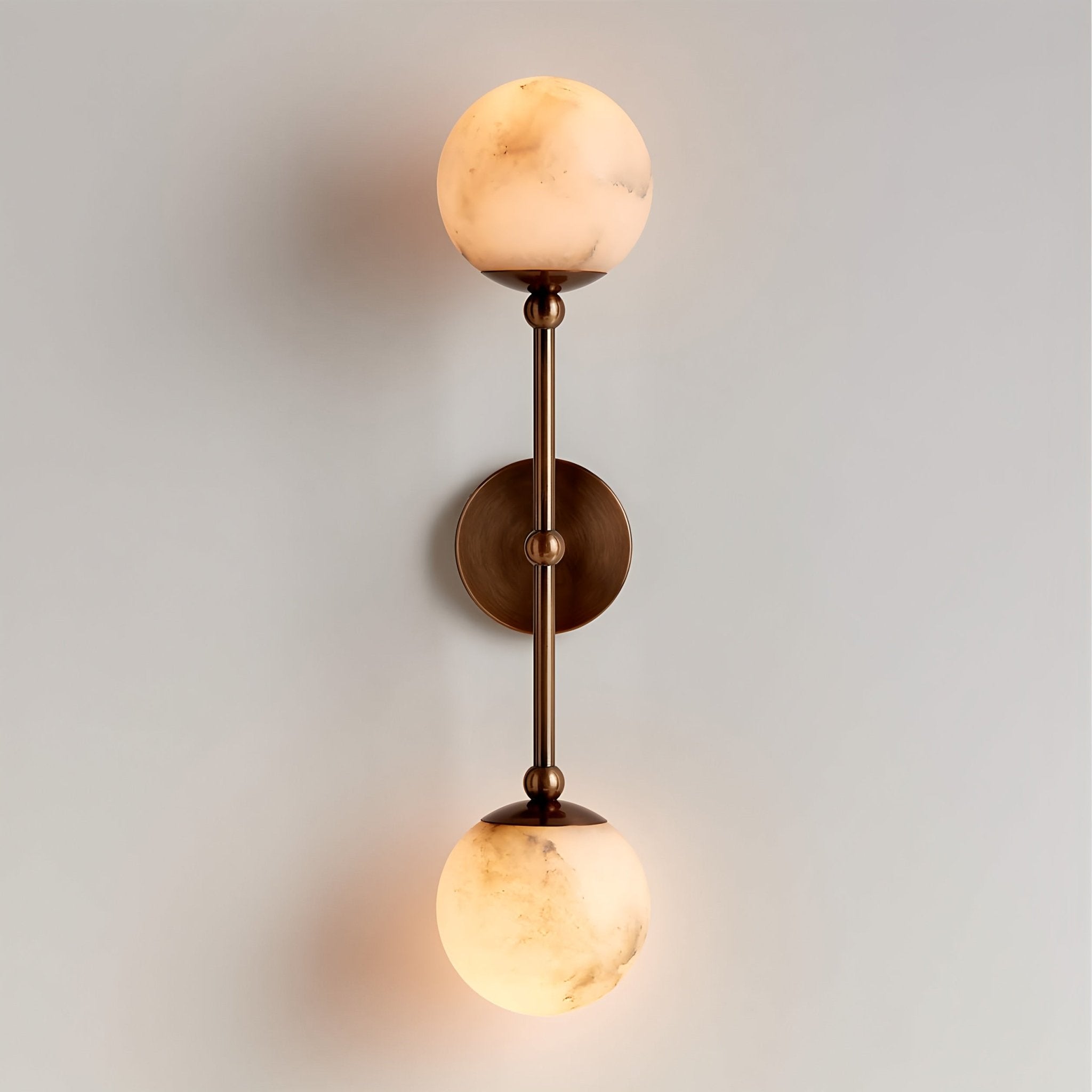 Gaia Twobody Celestial Double Alabaster Sconce-Neutral Decor