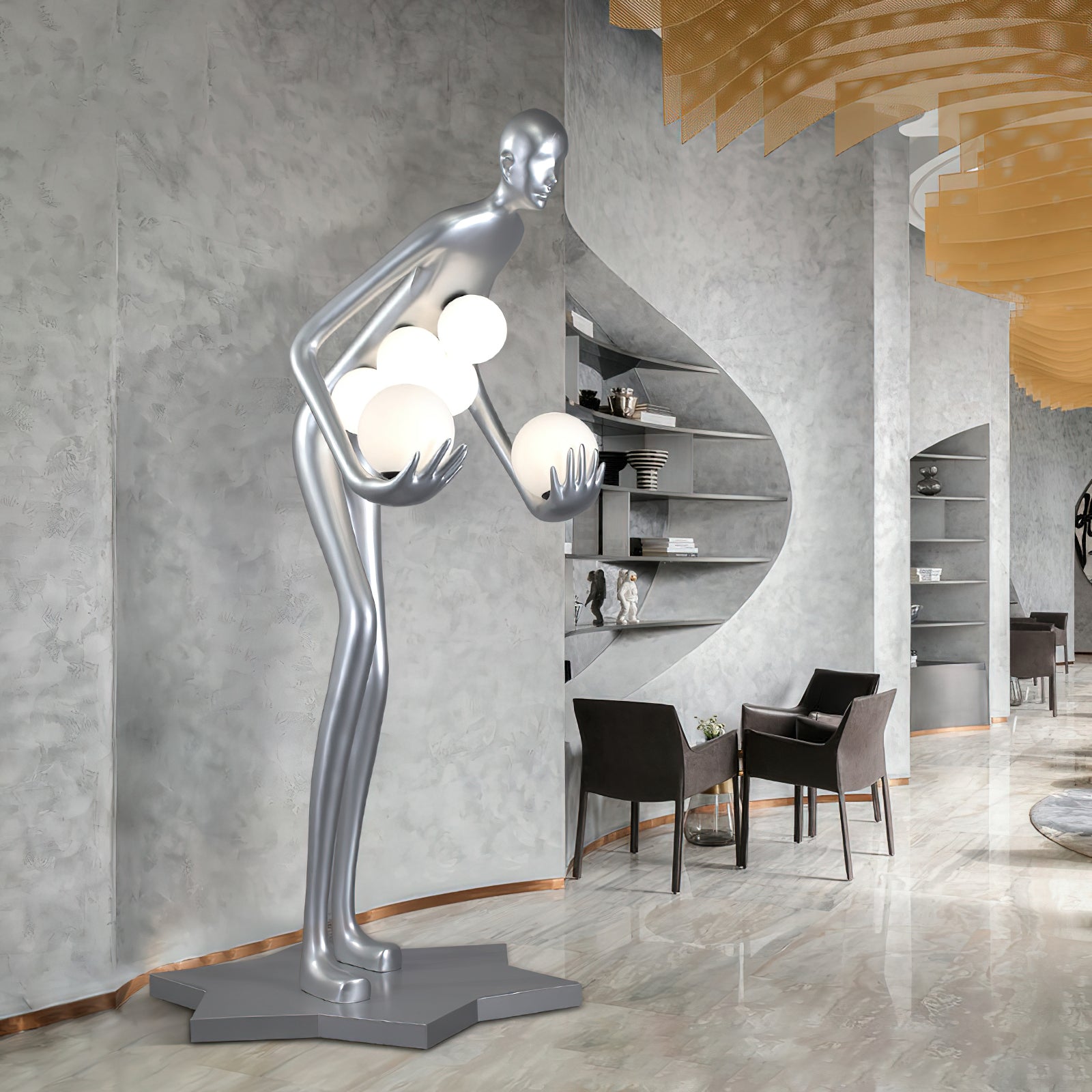 Silvaris Sculptural Floor Lamp-Neutral Decor
