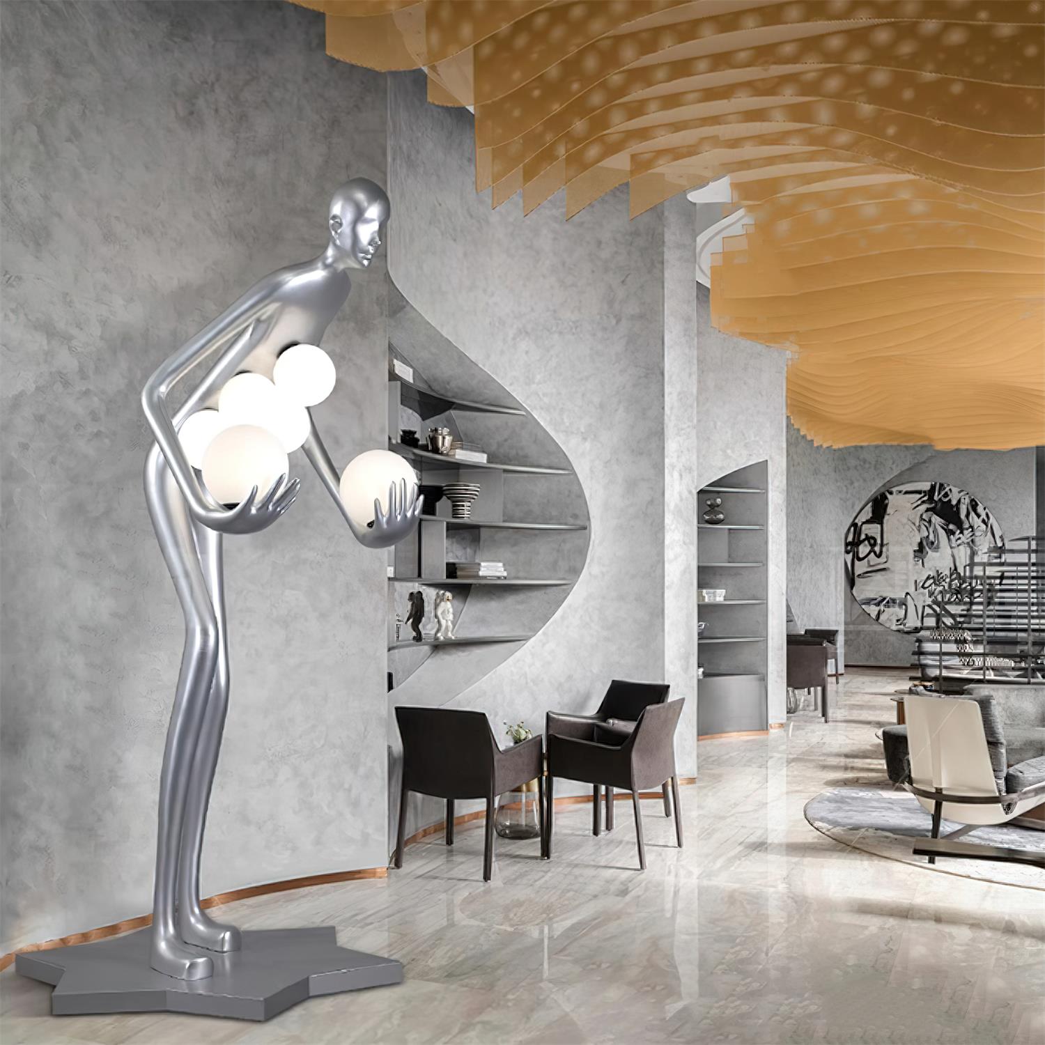 Silvaris Sculptural Floor Lamp-Neutral Decor