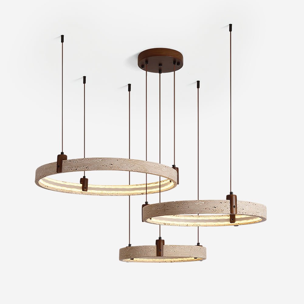 Celestial Orbit Travertine Chandelier-Neutral Decor