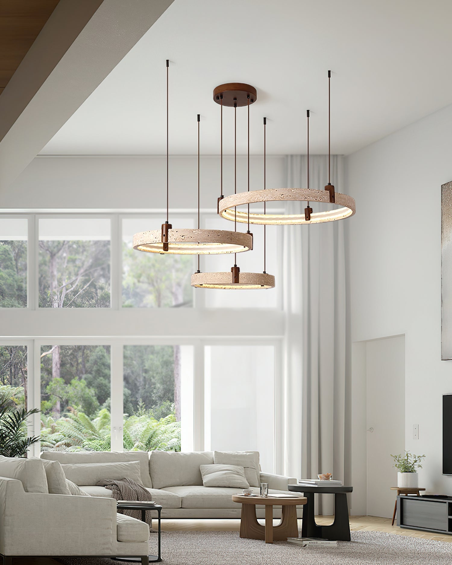 Celestial Orbit Travertine Chandelier-Neutral Decor
