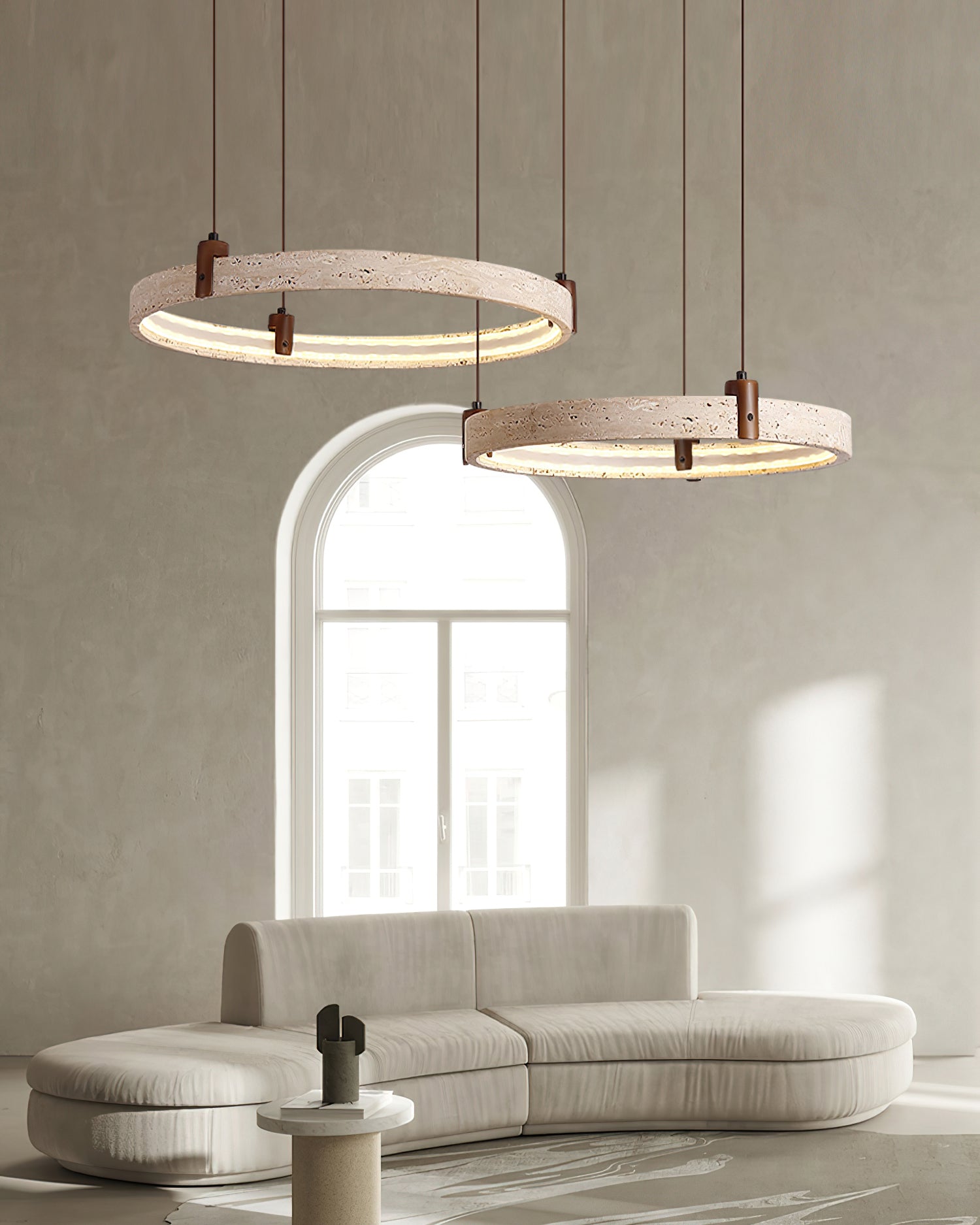 Celestial Orbit Travertine Chandelier-Neutral Decor