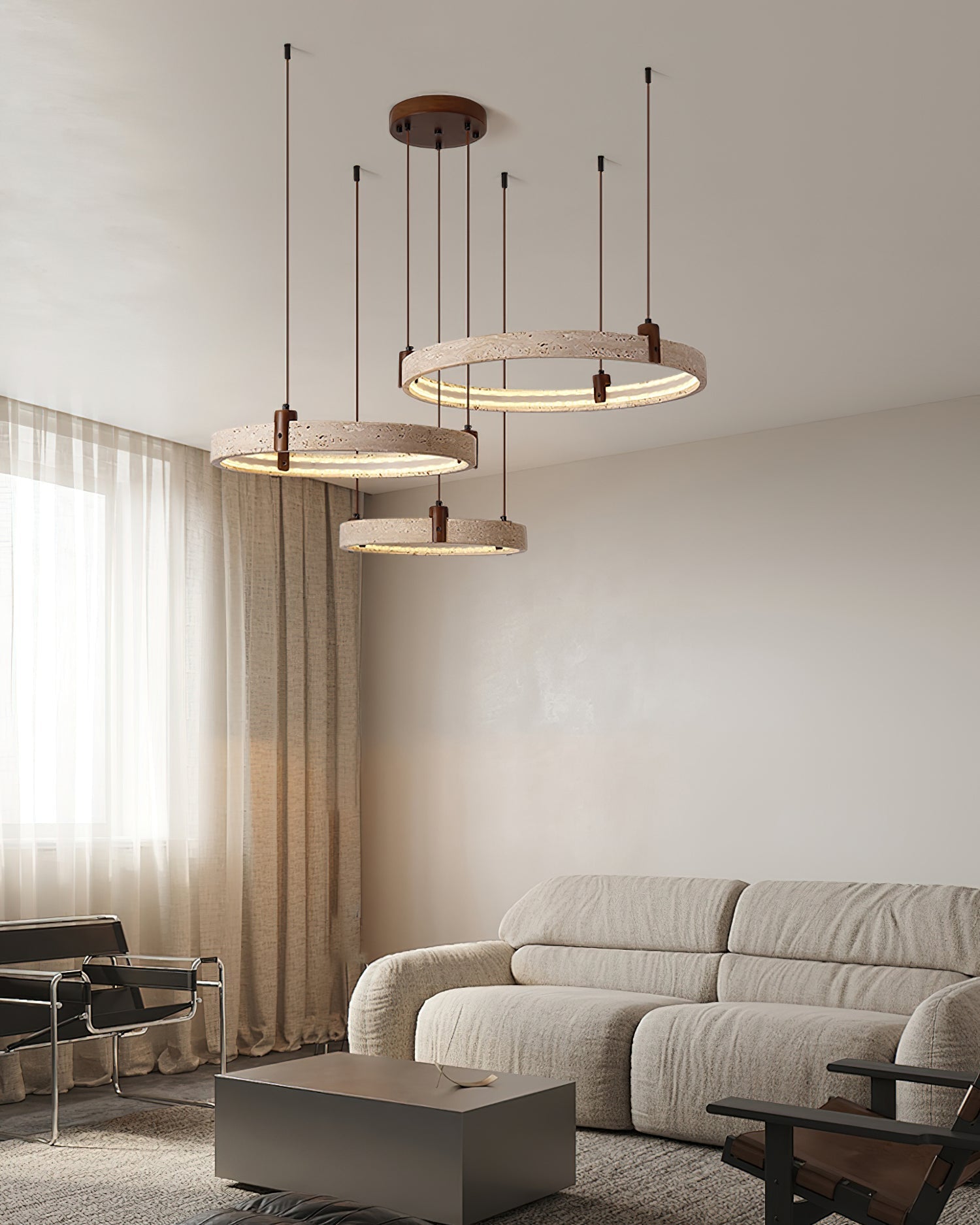 Celestial Orbit Travertine Chandelier-Neutral Decor
