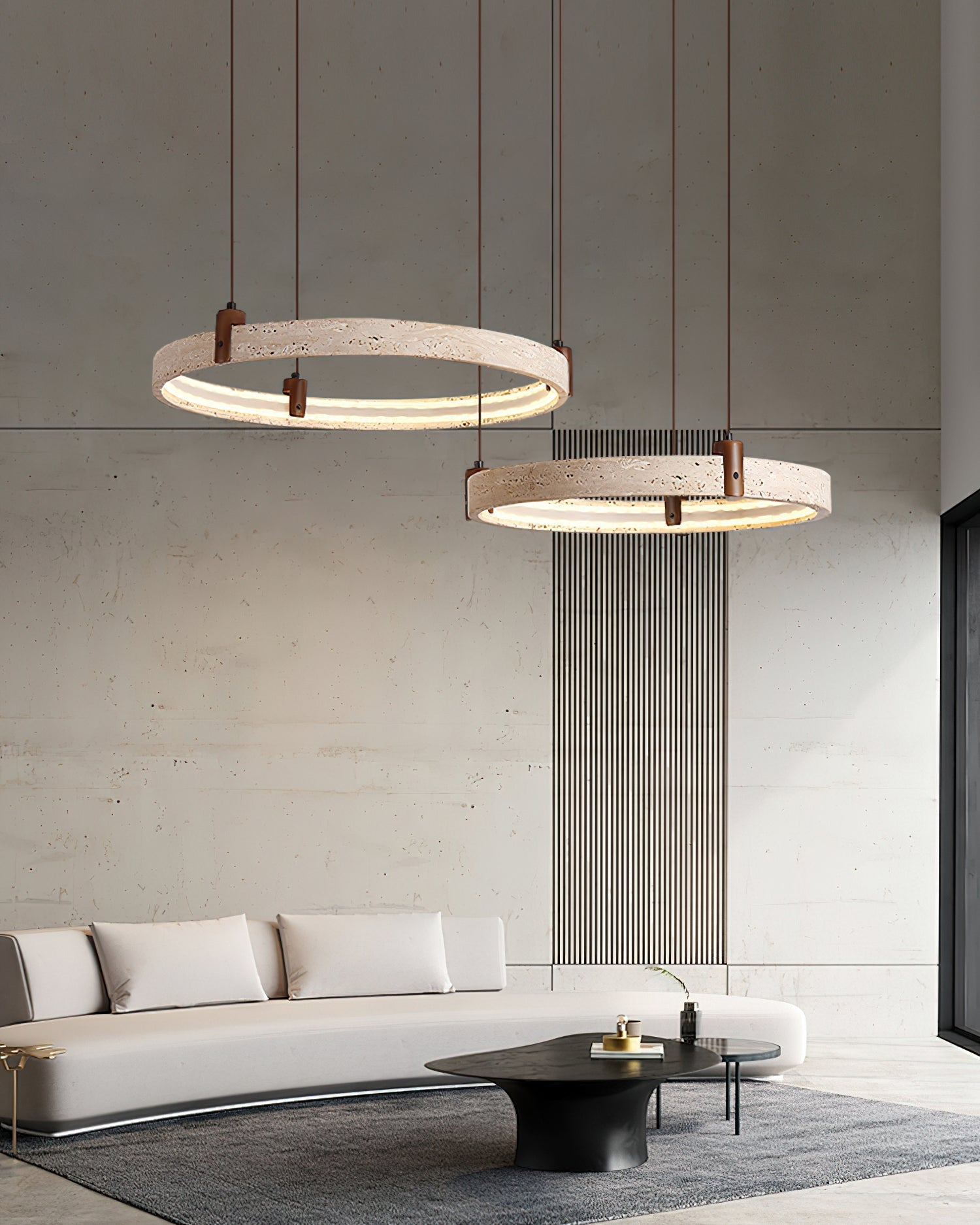 Celestial Orbit Travertine Chandelier-Neutral Decor