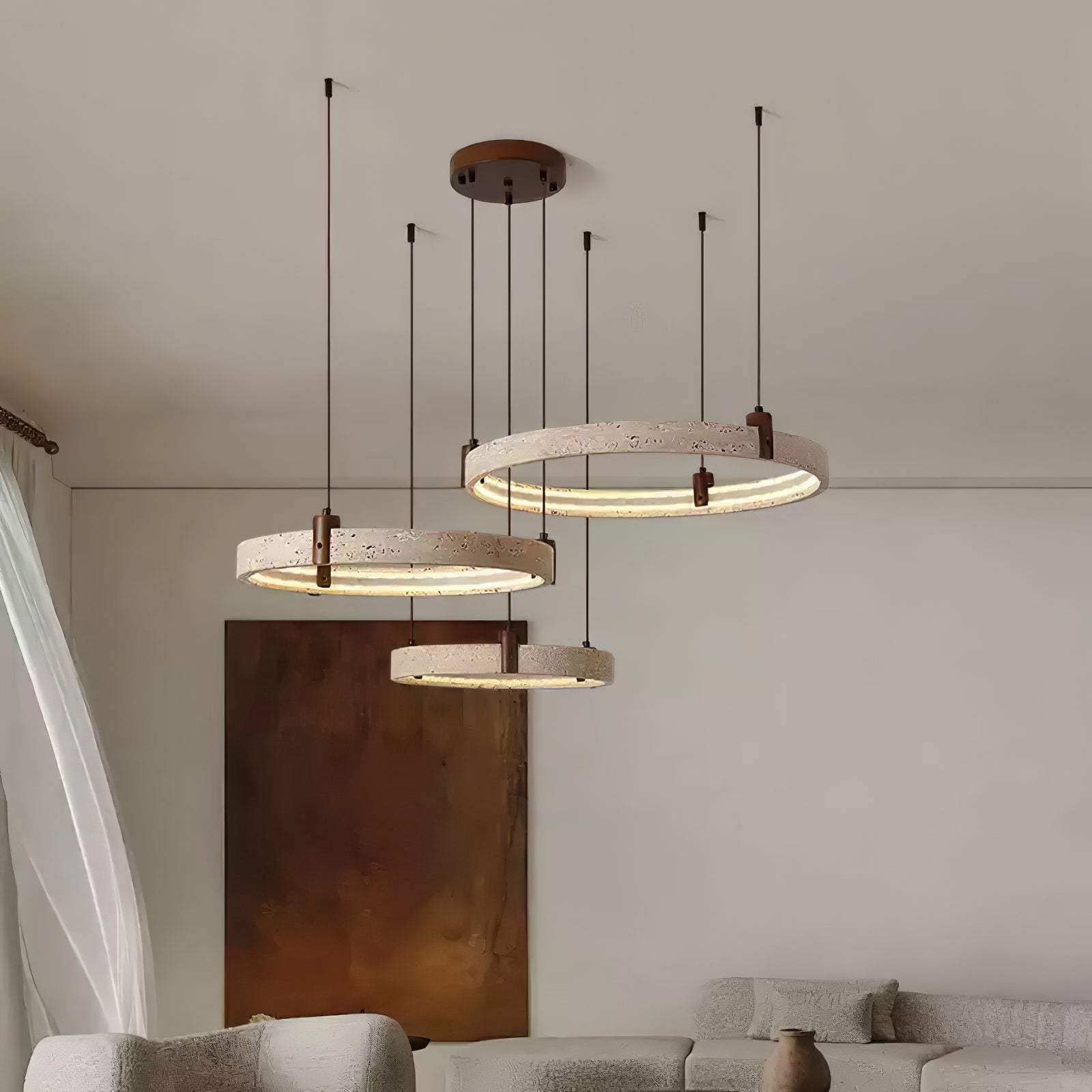 Orvinir Travertine Chandelier-Neutral Decor