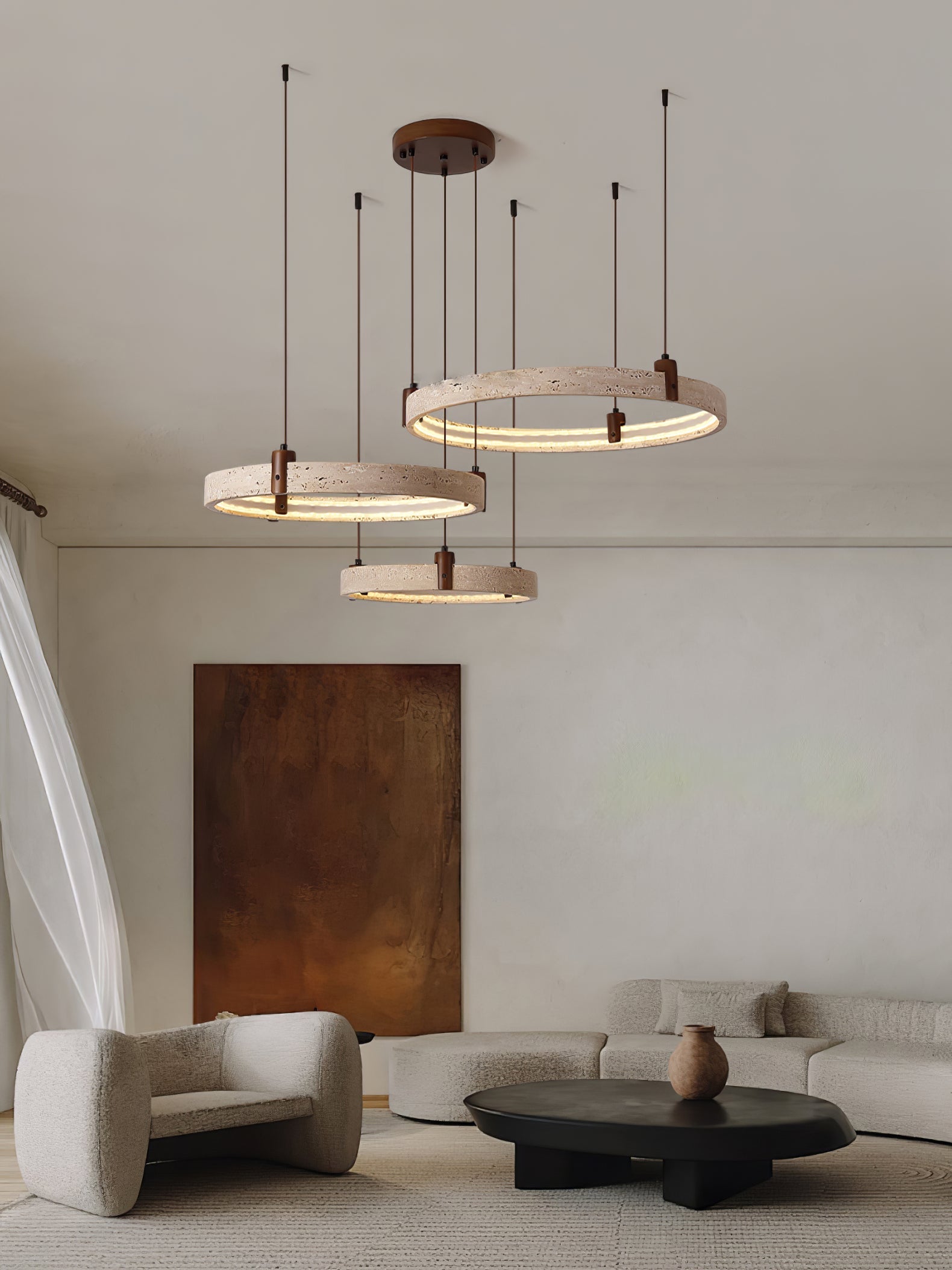 Orvinir Travertine Chandelier-Neutral Decor