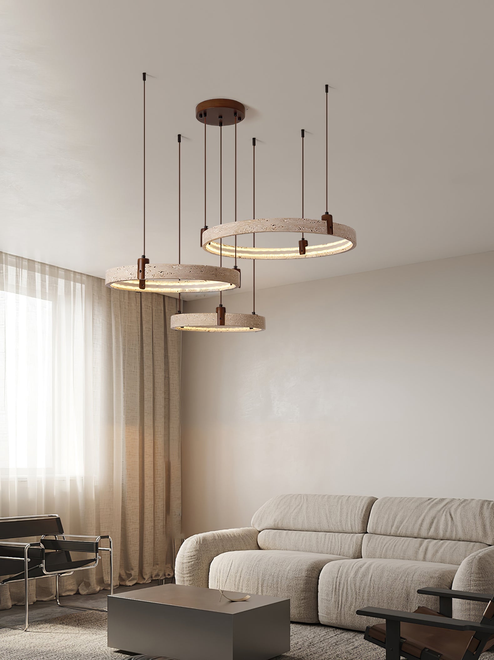 Orvinir Travertine Chandelier-Neutral Decor
