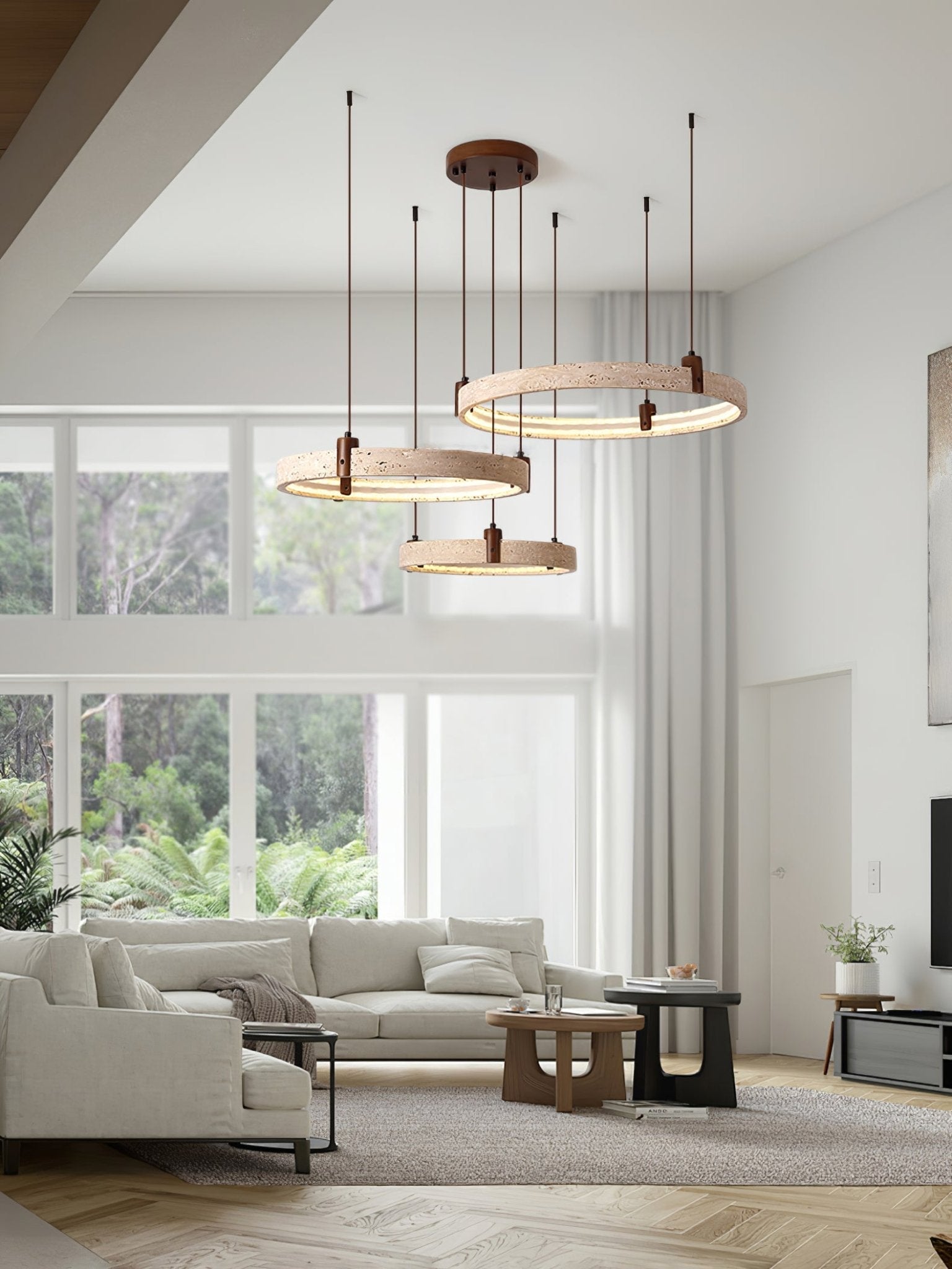Orvinir Travertine Chandelier-Neutral Decor