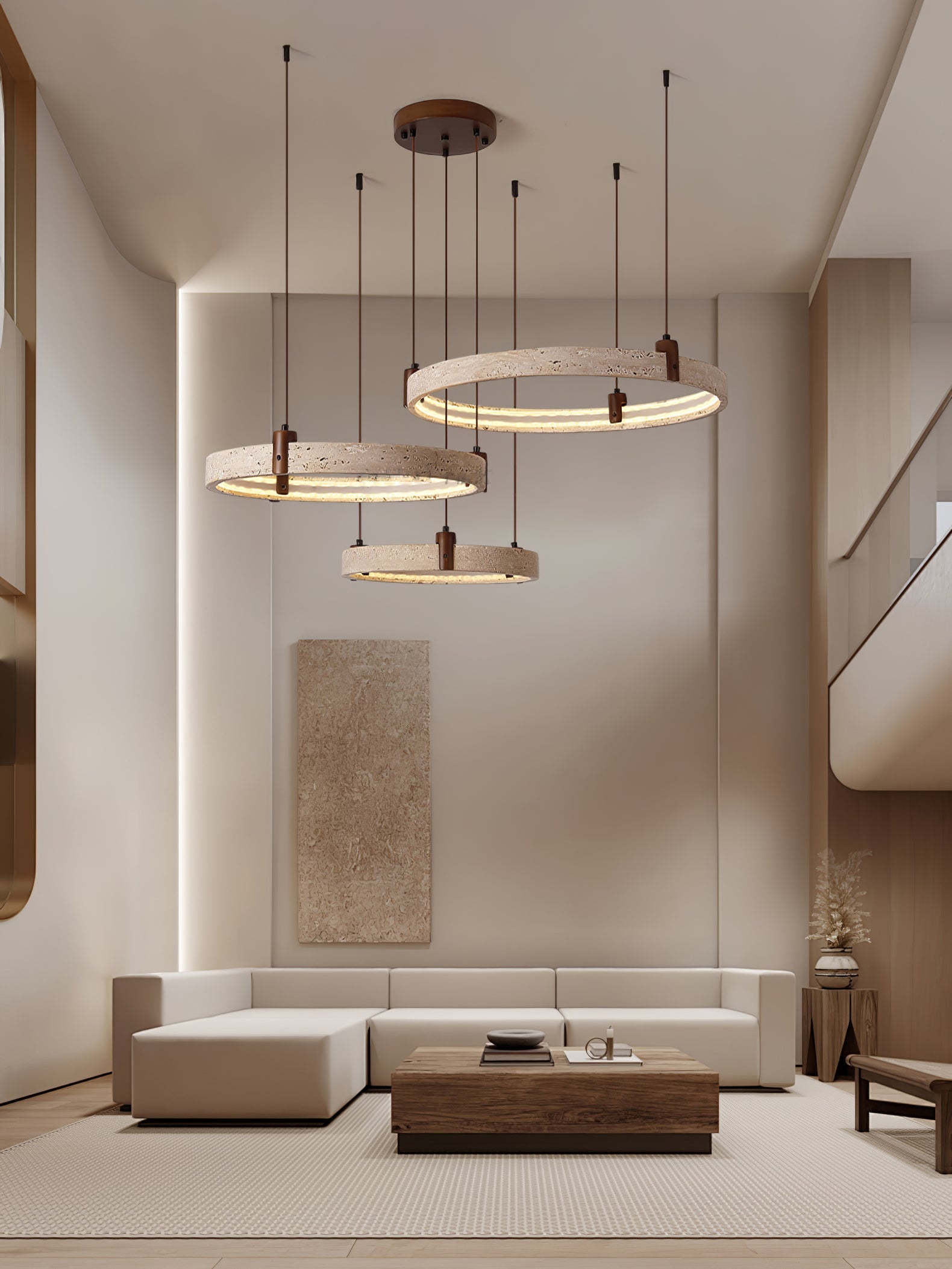 Orvinir Travertine Chandelier-Neutral Decor