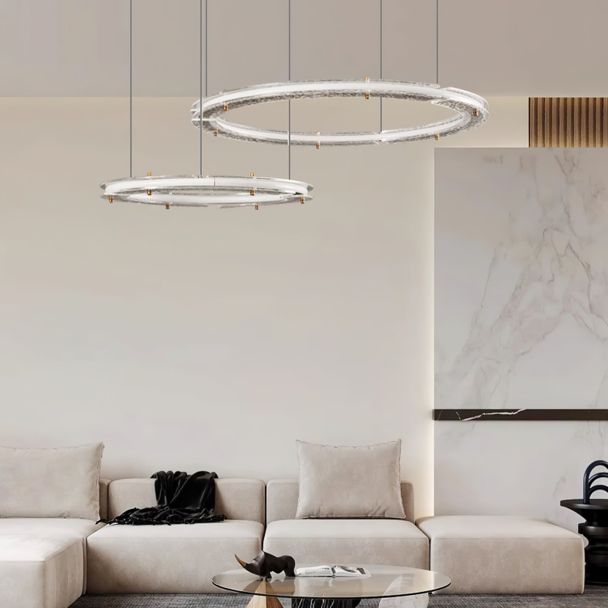 Lunara Dual-Ring Crystal Chandelier-Neutral Decor