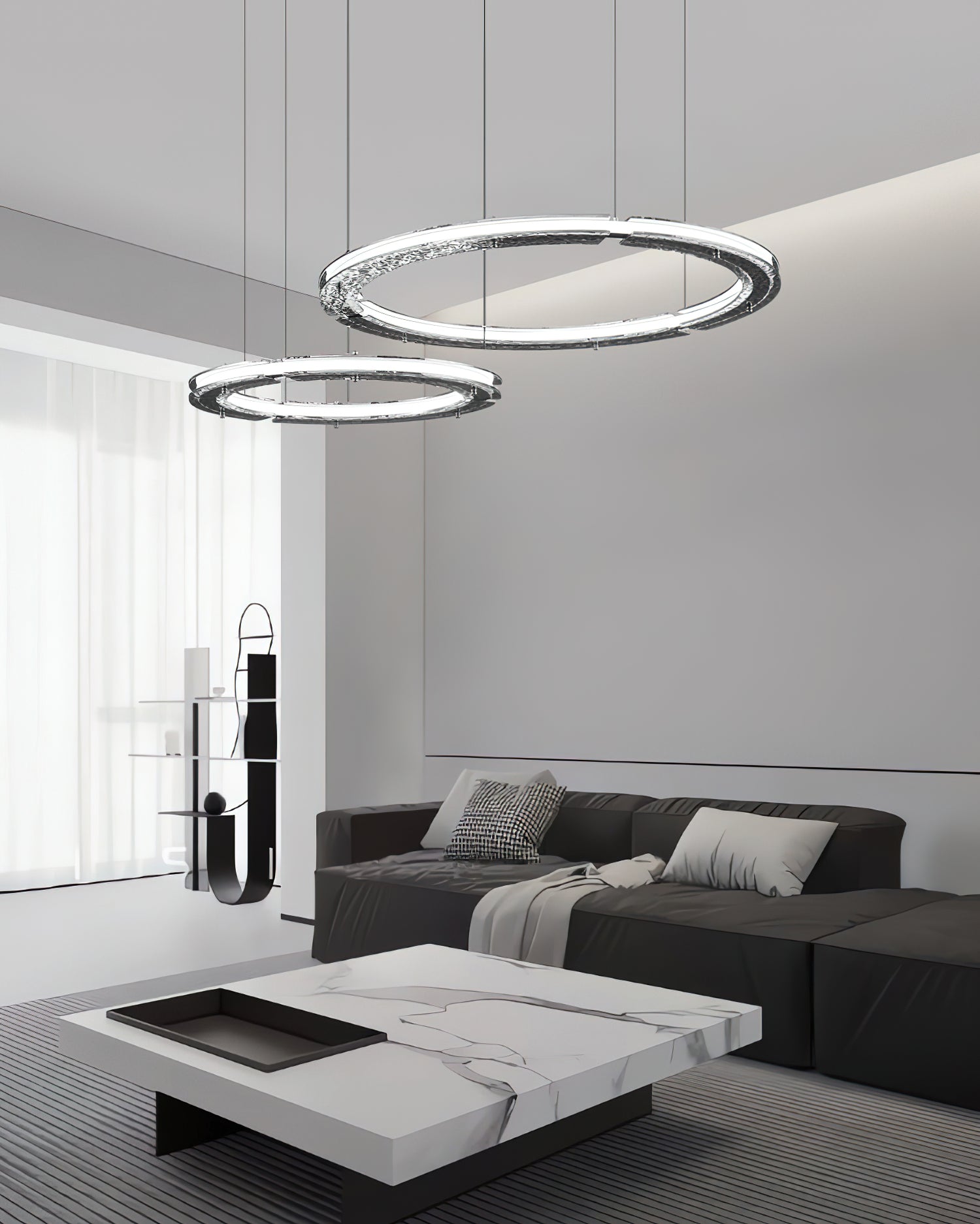 Lunara Dual-Ring Crystal Chandelier-Neutral Decor