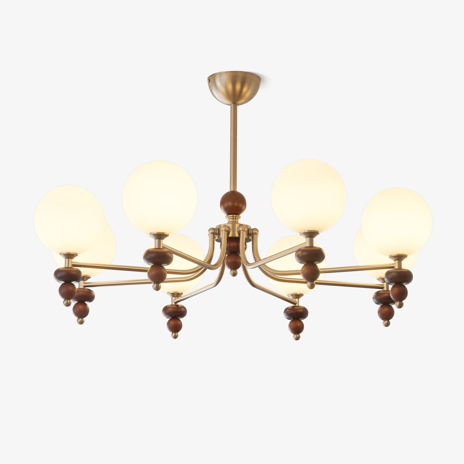 Cemarus Traditional Sphere Walnut Wood Glass Chandelier-Neutral Decor
