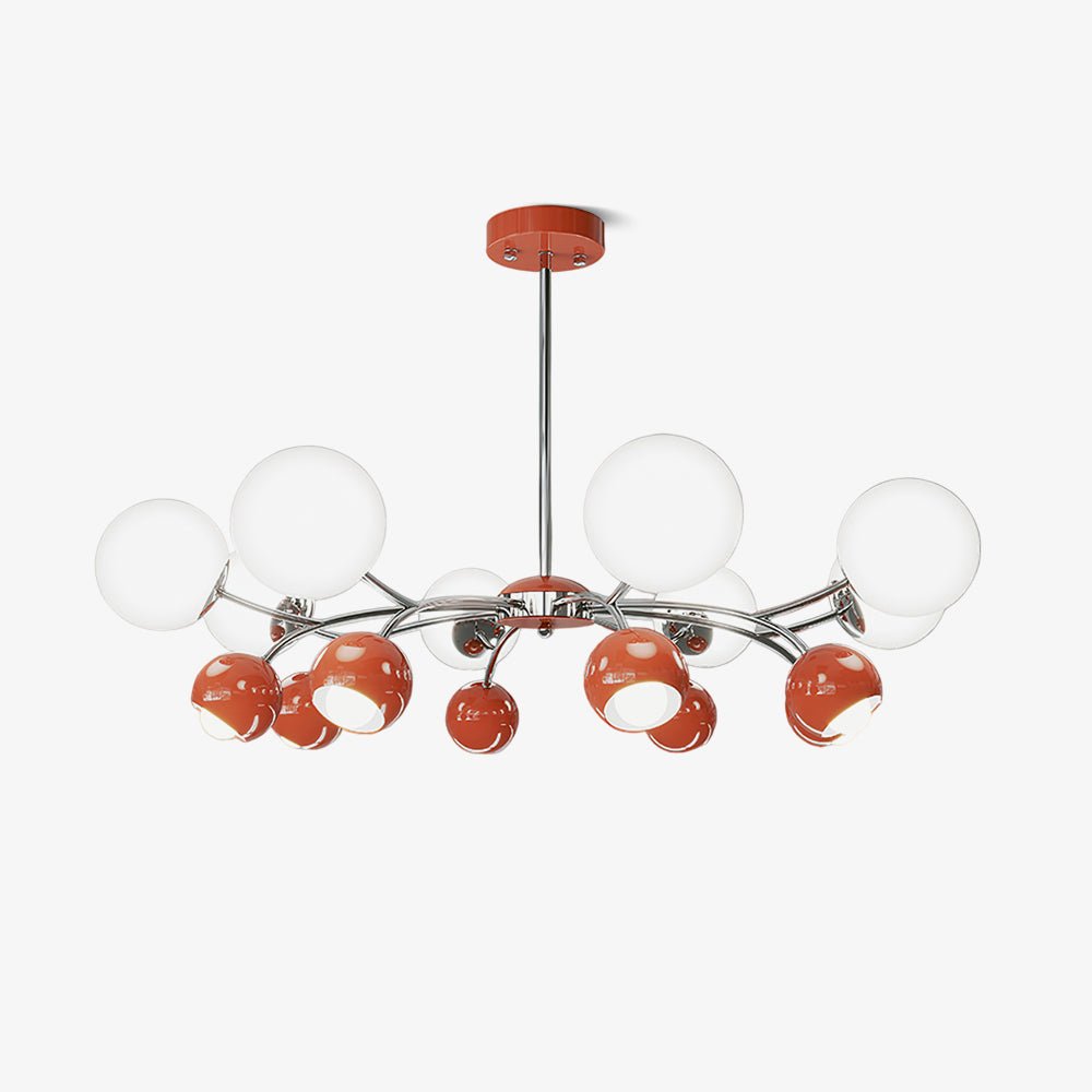 Noxiren Chandelier Chrome Red Cream Globe-Neutral Decor