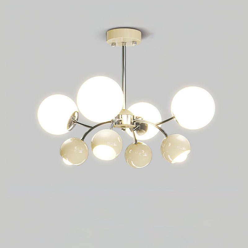 Noxiren Chandelier Chrome Red Cream Globe-Neutral Decor