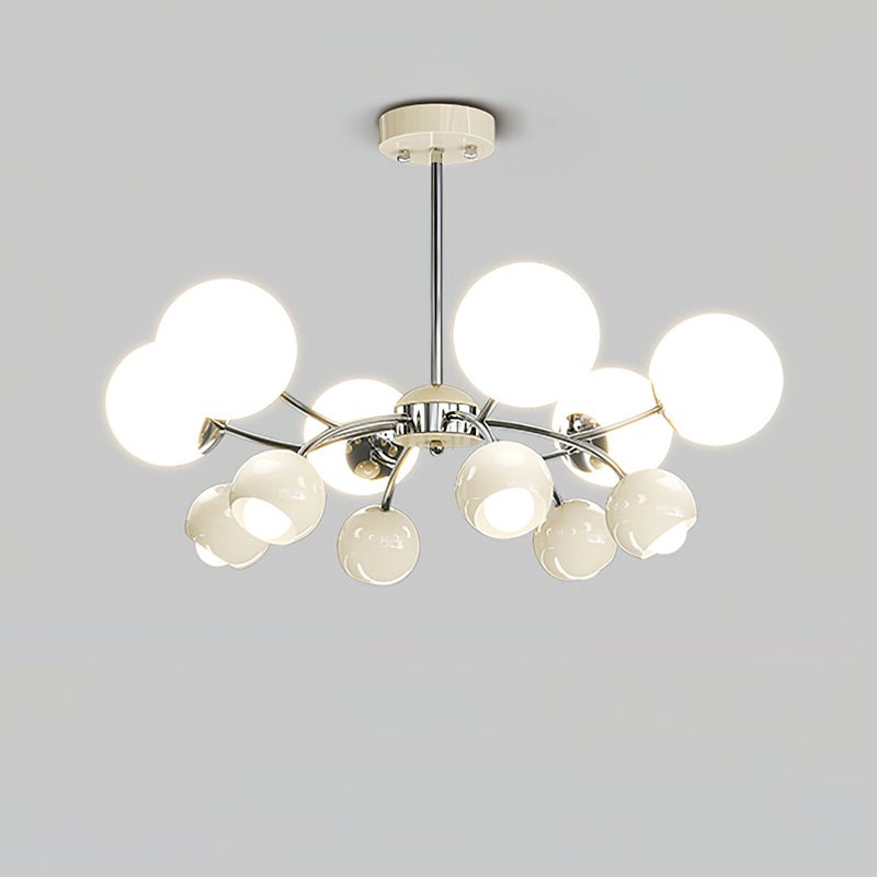 Noxiren Chandelier Chrome Red Cream Globe-Neutral Decor