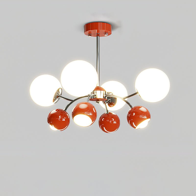 Noxiren Chandelier Chrome Red Cream Globe-Neutral Decor
