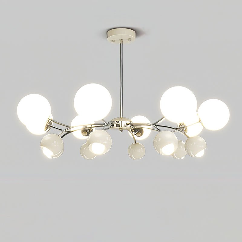 Noxiren Chandelier Chrome Red Cream Globe-Neutral Decor