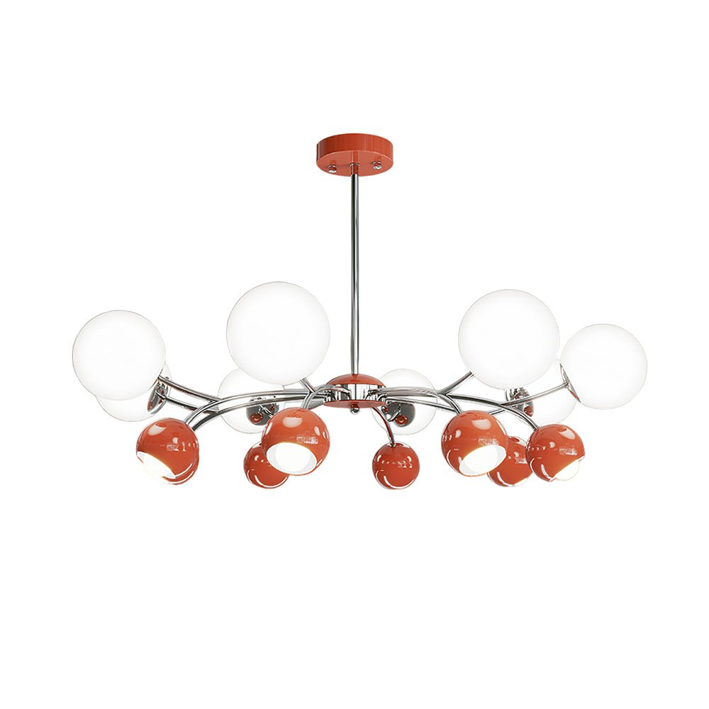 Noxiren Chandelier Chrome Red Cream Globe-Neutral Decor