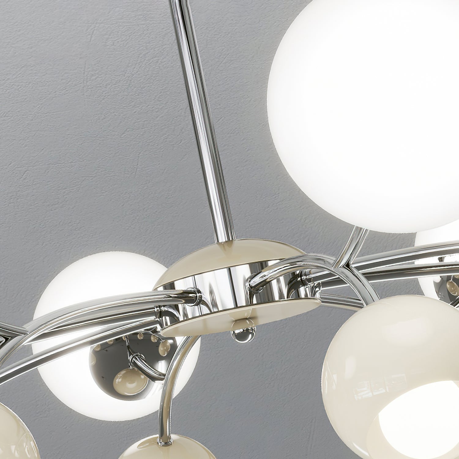 Noxiren Chandelier Chrome Red Cream Globe-Neutral Decor