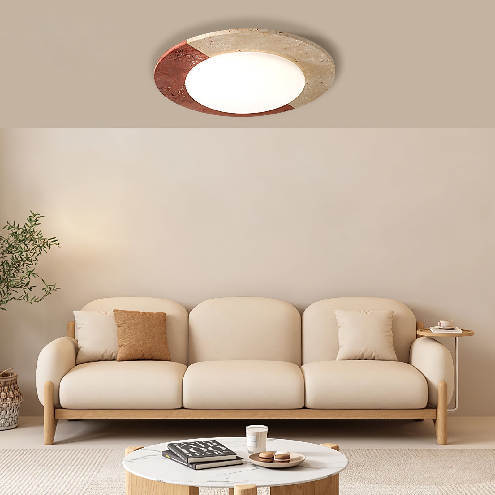 Zeraeos Travertine Ceiling Light-Neutral Decor