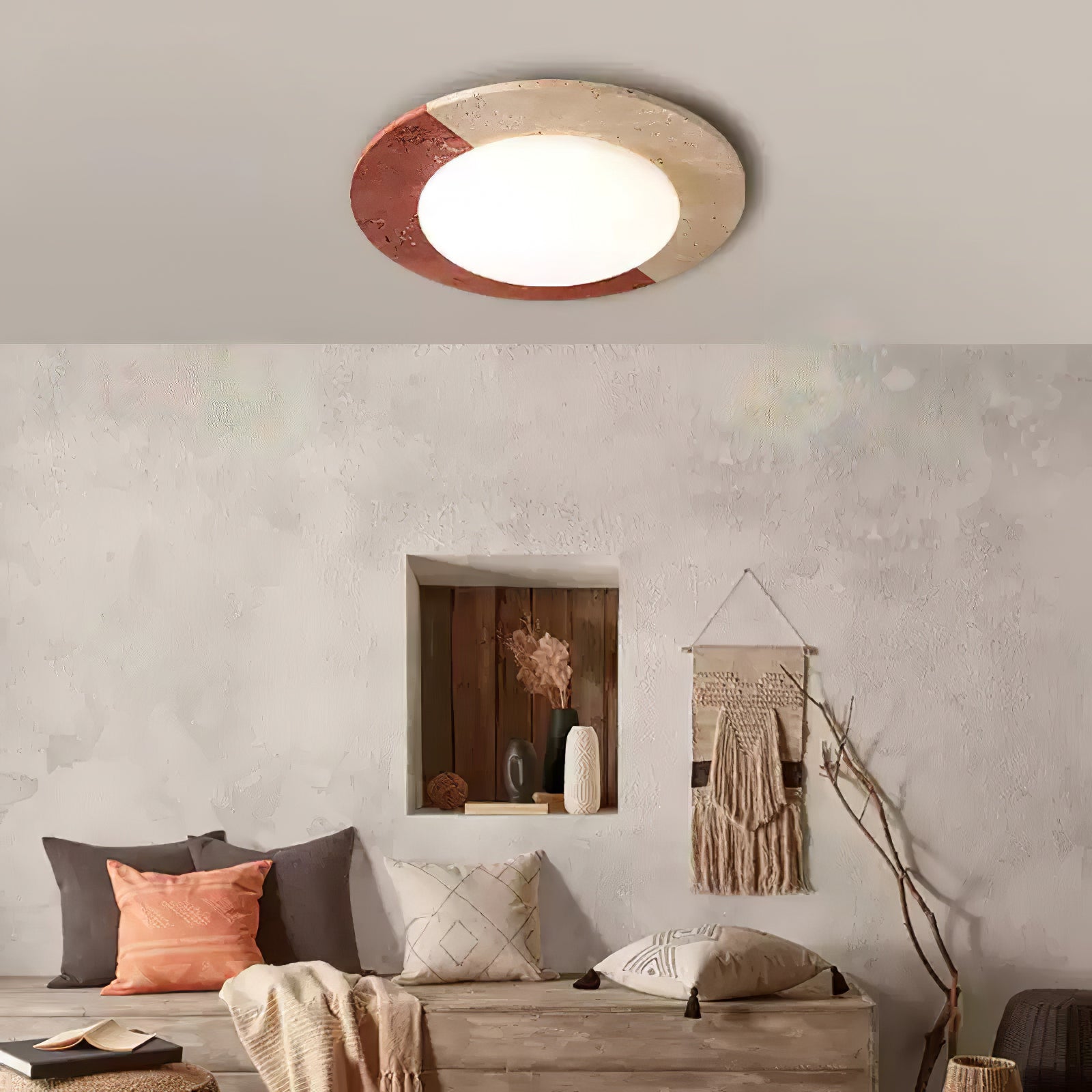 Zeraeos Travertine Ceiling Light-Neutral Decor