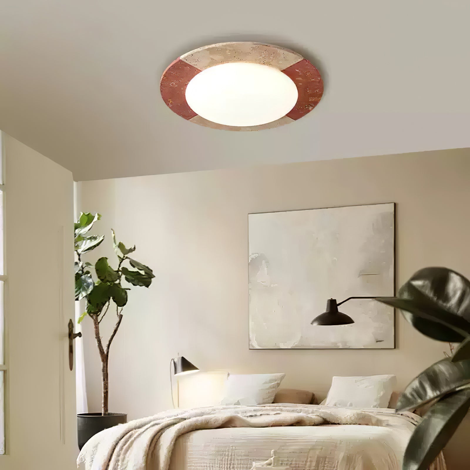 Zeraeos Travertine Ceiling Light-Neutral Decor