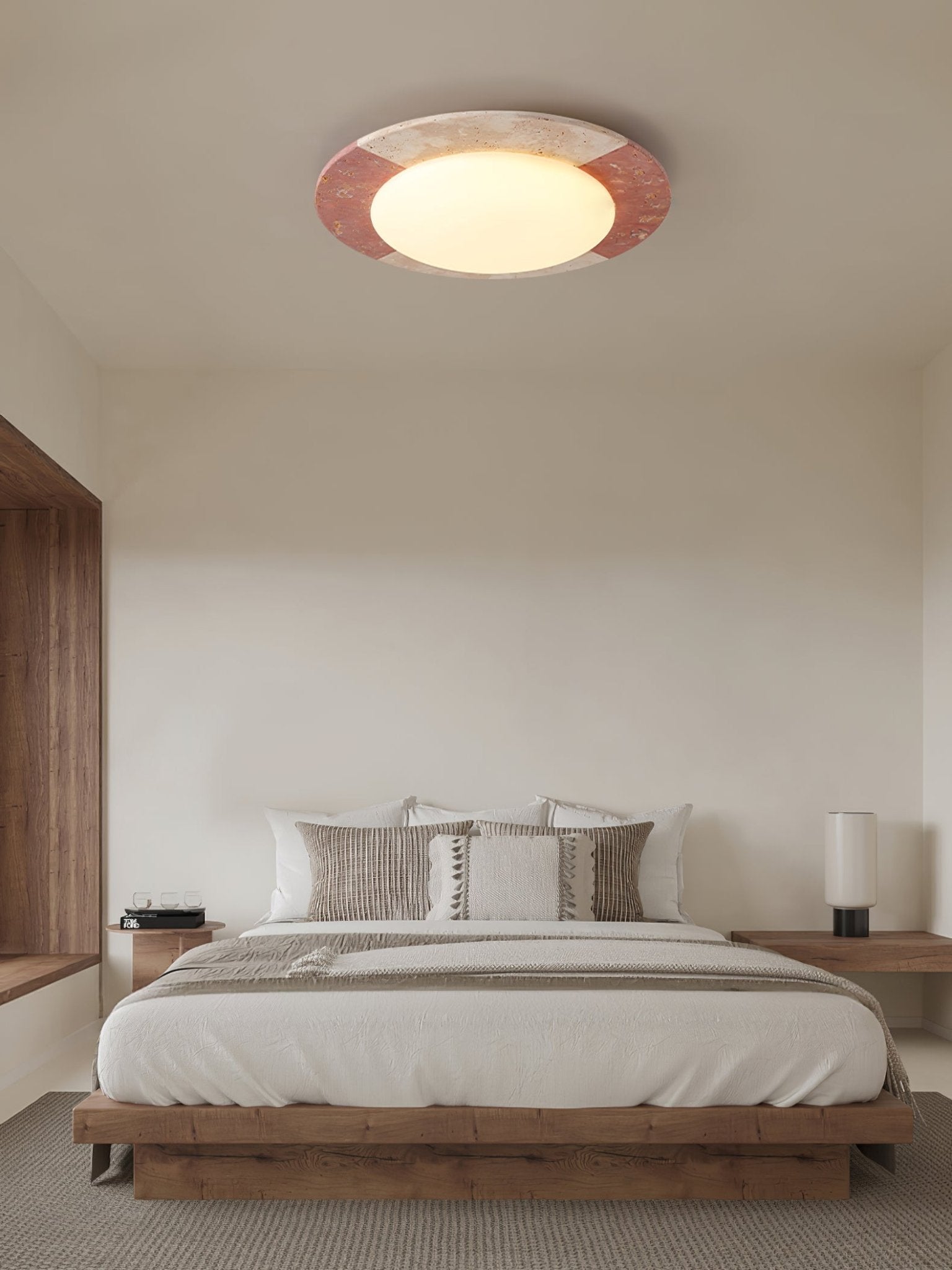 Zeraeos Travertine Ceiling Light-Neutral Decor