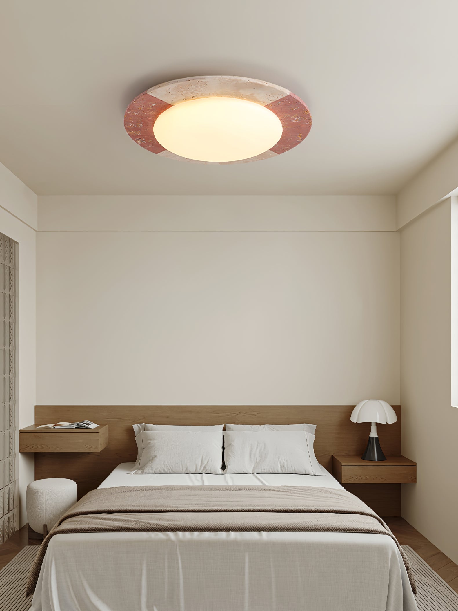 Zeraeos Travertine Ceiling Light-Neutral Decor